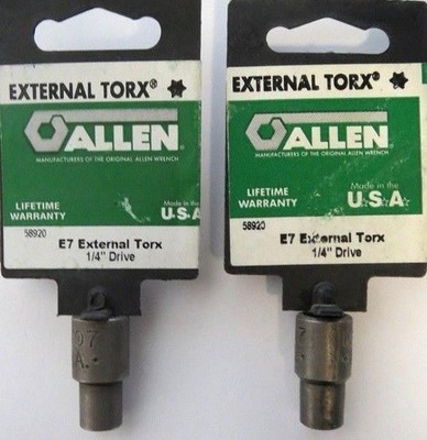 Allen 58920 E7 External Torx 1/4'' Drive 2 Packs USA