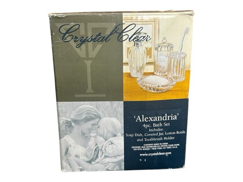 Crystal Clear Alexandria Crystal 4 Piece Bathroom Counter Set NIB - Picture 2 of 2