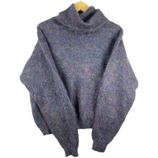 VTG Jeanne Pierre Mohair 80s Purple/Blue Mermaid Thick Knit Cowl Neck Sweater L