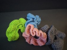 Handmade Crochet Multicolor Acrylic Wool Scrunchies for Women, Set