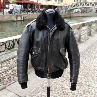 Herren geltert schwarz Schott vintage original 90 jahre Größe 48 us (xl)