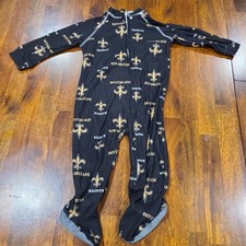 New Orleans Saints Pajamas Infant Size 12 Months NFL Sleepwear Black Zip Up