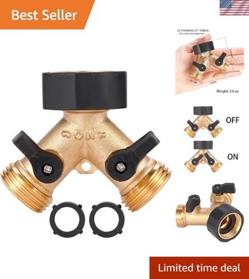 Adjustable Flow Control Brass Garden Hose Splitter - Compact & Heavy Duty