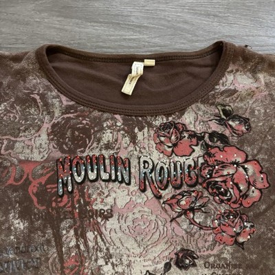 Susan Lawrence Womens M 3/4 Sleeve Moulin Rouge Graphic Tee Top Y2K 00s USA Made