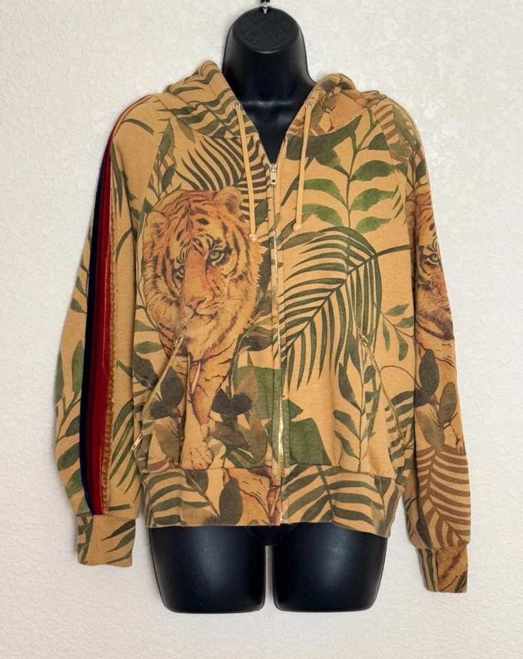 Sudadera con Capucha Aviator Nation Jungle Tiger Clásica Terciopelo Cremallera Adulto XS RARA Foto 2 de 4