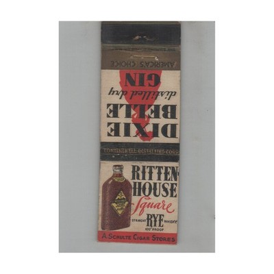 Matchbook Cover Rittenhouse Square Straight Rye Whiskey 100 Proof