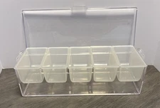 5 Compartment Condiment Server, Ice Chilled Condiment Containers with Hinged Lid