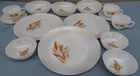 VINTAGE MILK GLASS (14) PC GOLDEN WHEAT ANCHOR HOCKING FIRE KING DINNER WARE