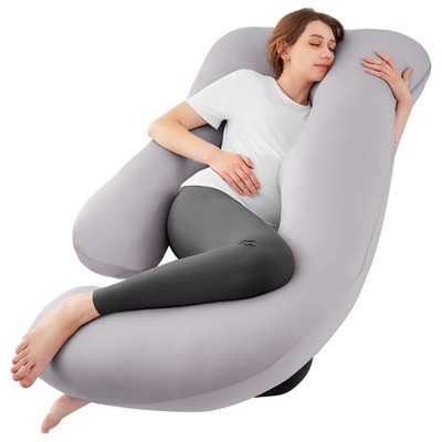 Cooling Pregnancy Pillows for Sleeping, 57'' Full Body Pillow, Light Grey