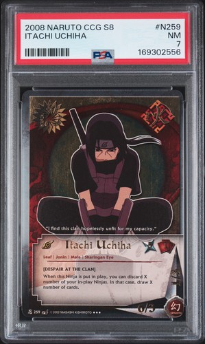 2008 NARUTO CCG SERIES 8: BATTLE OF DESTINY #N259 ITACHI UCHIHA PSA 7
