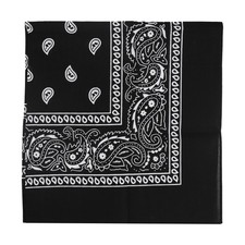22 Inch Cotton Paisley Bandana, Black
