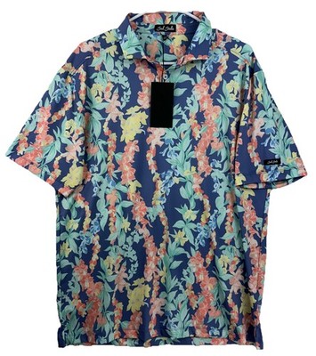 NWT Bad Birdie Core Men s Large AOP Lei D S/S Stretch UPF50+ Golf Polo $78