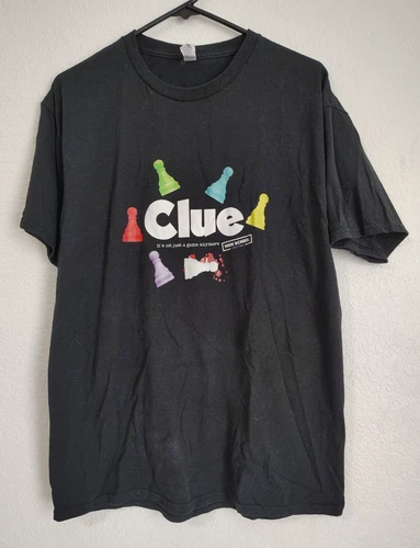 Clue Board Game Shirt Jerzees Dri-Power Black Graphic T-Shirt - Size L - product listing photo
