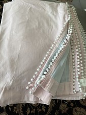 Pottery Barn Kids Set Of 4 Cotton Pom-Pom Blackout Curtain 44"x 63  Pink/White