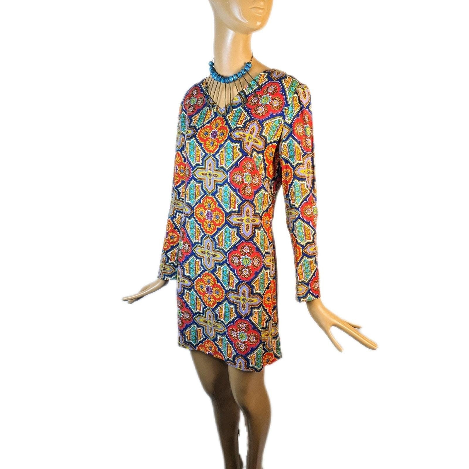 Vintage 60s Mod Psychedelic Babydoll Mini Dress L… - image 6