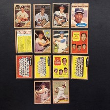 Lot of 14 1962 Topps Baseball low grade cards includes Maris, Spahn