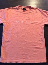 Obey Made in USA Novelty Logo Graphic Tee Pink M