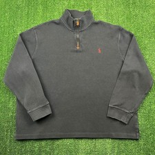Polo Ralph Lauren Men's XXL Navy Blue Quarter-Zip Sweater Cotton Knit Preppy
