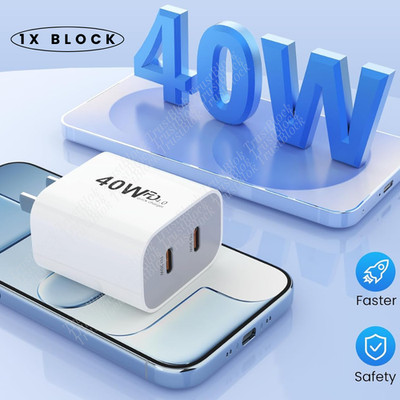 1X PD 40W Dual USB C Adapter Fast Charger Block For iPhone iPad Android Cube Lot