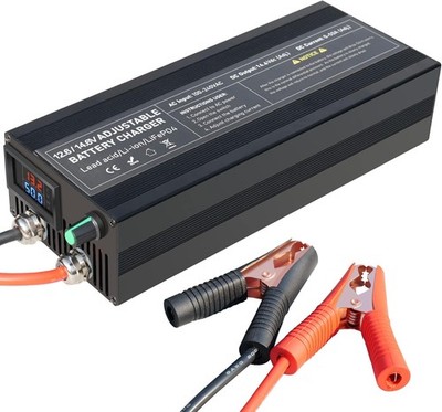 12V 50A LiFePO4 Battery Charger Adjustable Current CC CV LCD Display