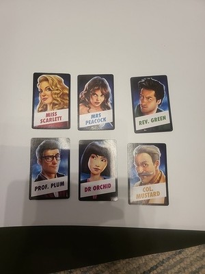 2015 Cluedo Board Game PARTS The Classic Mystery 6 CHARACTER Cards Only
