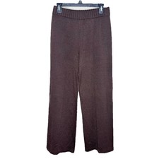Vintage St. John Sport Women  s S Brown Wool Knit Pants Quiet Luxury Wide Leg