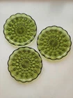 VTG Anchor Hocking Fairfield Avacado Green Bread Dessert Plates Set Of 3 6 1/2"