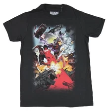 X-Men Marvel Adult New T-Shirt - Magneto White Queen Cyclops Attacking Group