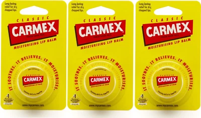 Carmex Lip Balm Origional pot x 3