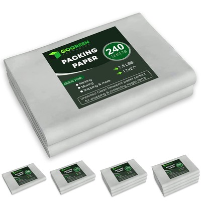 Packing Paper for Moving - 240 Newsprint Paper Sheets for packing supplies -7...