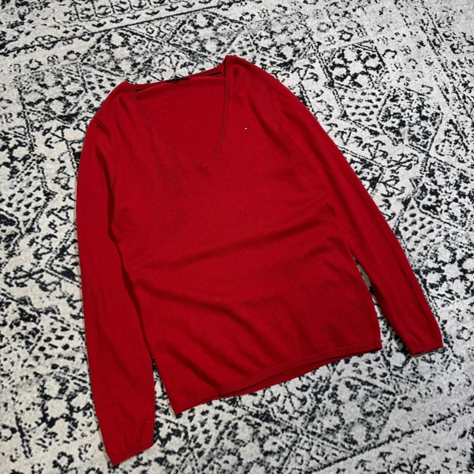 GUCCI Maglione vintage Tommy Hilfiger unisex rosso cotone taglia XL vestibilità regolare