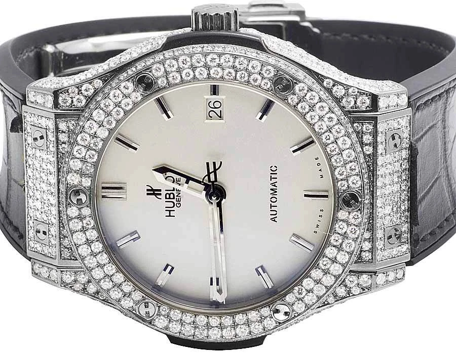 Hublot — Mens 45 MM Hublot Classic Fusion Titanium Opline Dial Diamond Watch 9.75 Ct