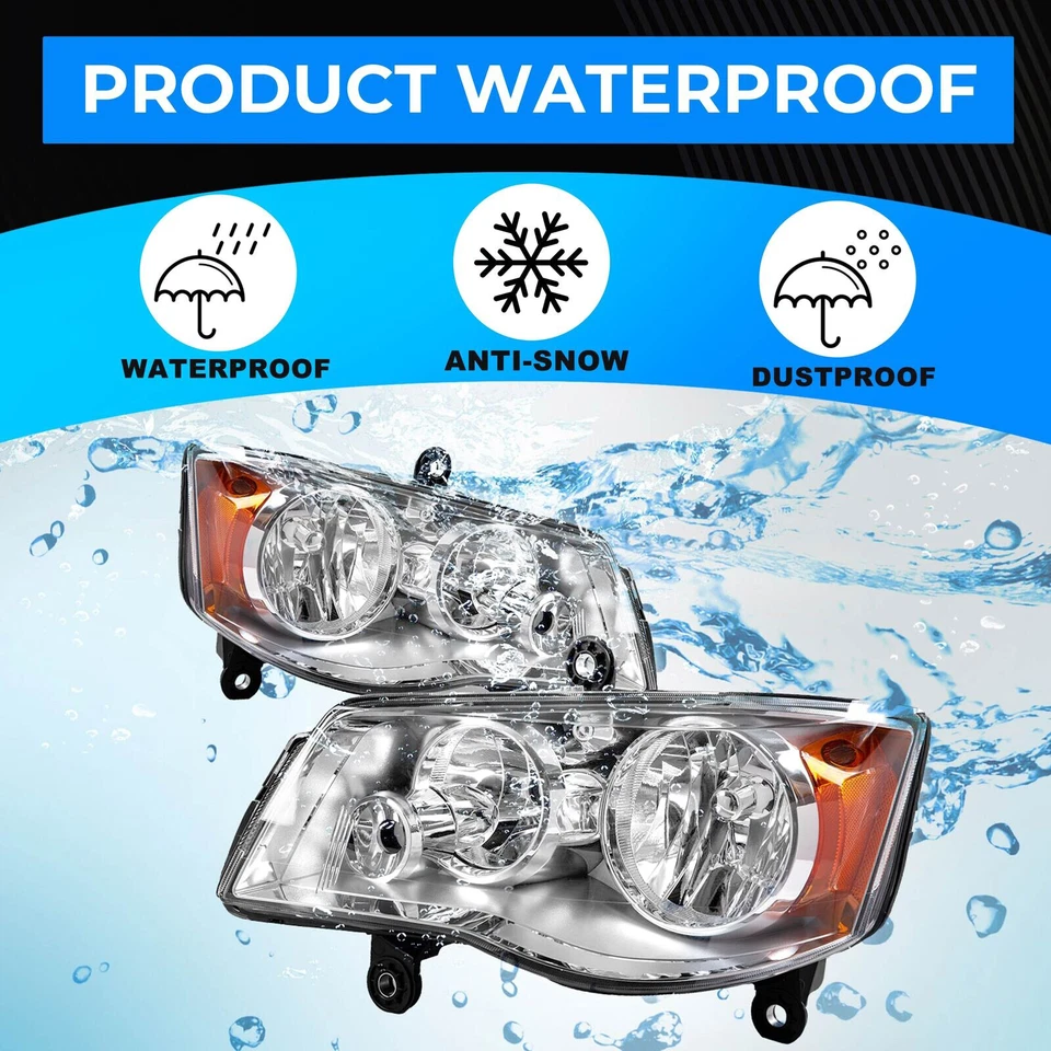 For 2011-2019 Dodge Grand Caravan 2008-16 Chrysler Town & Country Headlights Set Foto 4 de 4