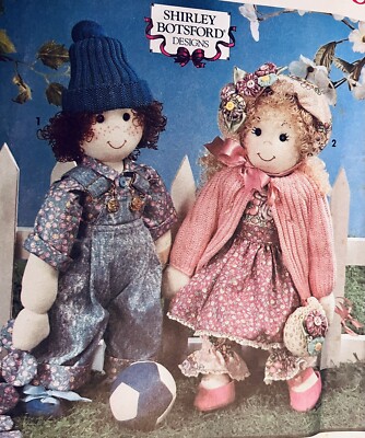 VTG `91 Simplicity 7476 Shirley Botsford 18'' Sock Dolls Clothes Yo-Yo Quilt FF