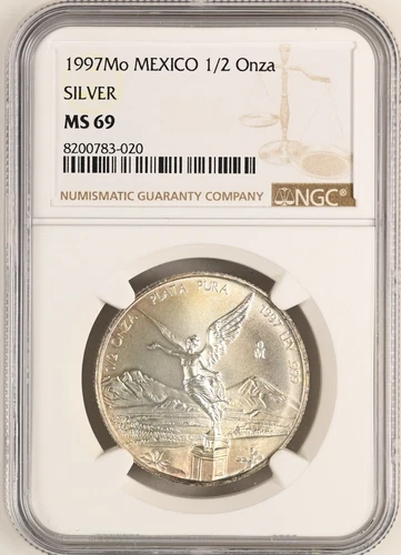 MEXICO 1/2 Onza 1997 NGC MS69 Silver Libertad