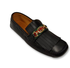 NIB NEW Gucci Web Detail Leather Driving Loafers Shoes size 43 - 9.5
