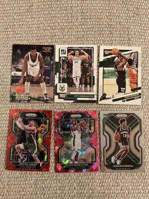 Milwakee Bucks card lot (6) Norris, Nwora, Lopez & Middleton  Pinky Ice, Jrue