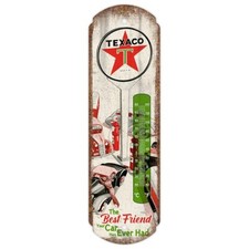 Texaco Metal Thermometer Vintage Style Texas Gas Oil Aged Finish Tin Sign