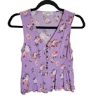 Rewind Womens Sz S Purple Floral Sleeveless Blouse