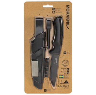 *1-Set* Morakniv Bushcraft Survival Carbon Steel 9.1  Knife Black 11742