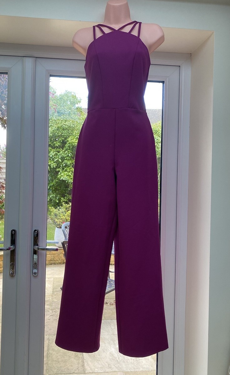 Oasis Women's Occasion Jumpsuit Purple Plum Coloured Size UK