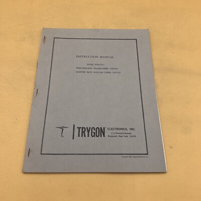 Trygon Model FTR28-7 Ferroresonat Transformer Series Instruction Manual