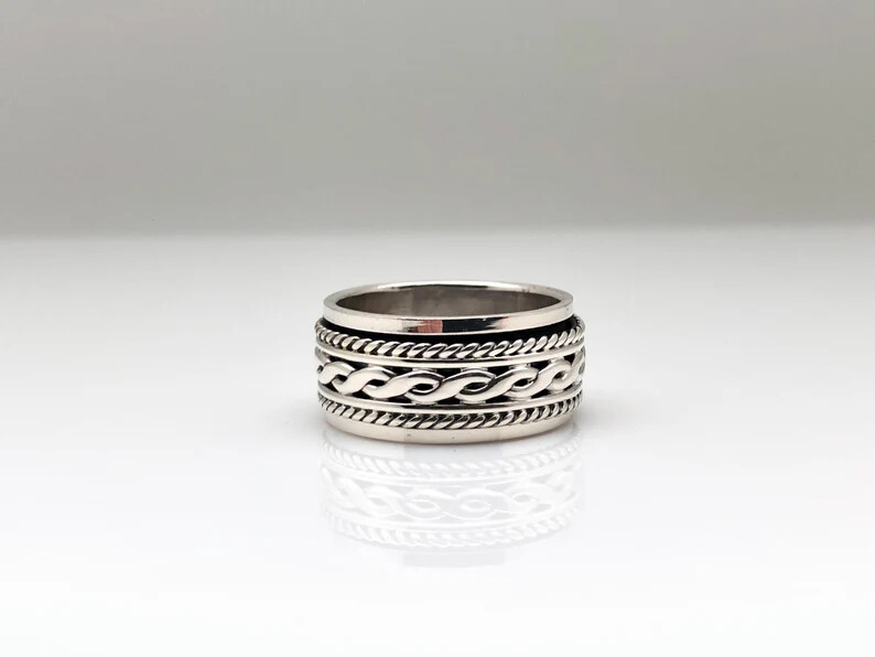 Spinning Ring 925 Sterling Silver Band& Statement Ring Handmade