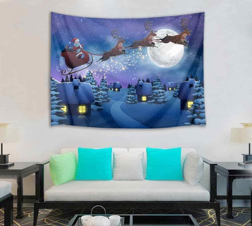 Santa Claus Presents Tree 3D Wall Hang Cloth Tapestry Fabric Decorations Decor - Picture 4 of 4