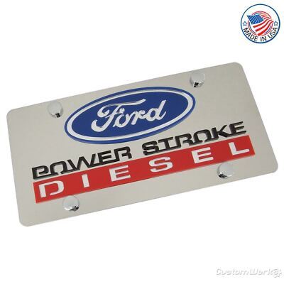 #ad Ford Dual Logo Power Stroke Diesel License Plate Chrome $42.95