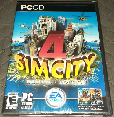 SIM CITY 4 SimCity Deluxe Edition (PC, 2003) Rare Unopened Sealed New