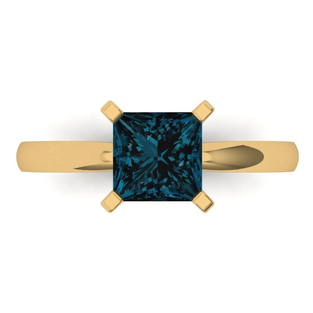 1.5ct Princess Cut London Blue Topaz Wedding Bridal Promise Ring