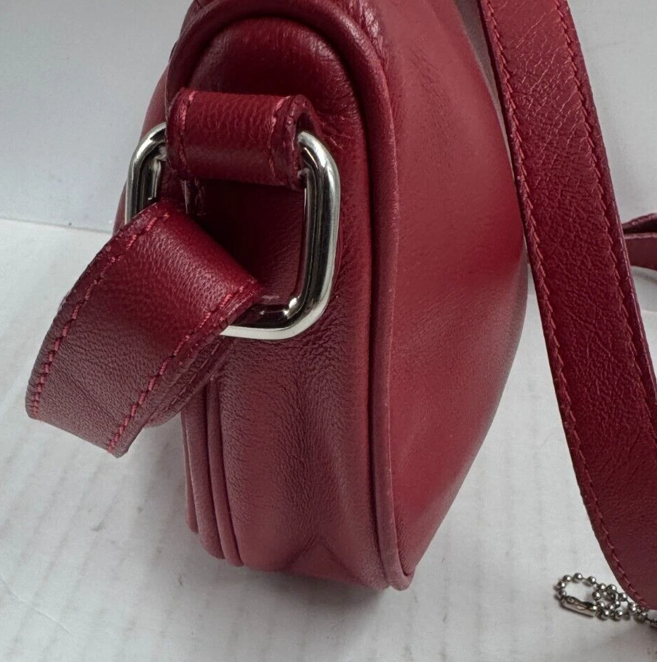 Bolso Bandolera Danier Vintage Mujer Cuero Rojo Bolsillos Correa Ajustable Foto 3 de 4