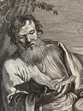 Belle gravure ancienne Portrait apôtre Saint Jacques le mineur Boucher Jeaurat