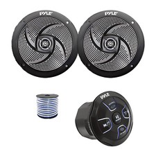 Pyle PLMRBTRK1 Marine Bluetooth Controller, 2x 5.25" 180W Speakers Black , Wire